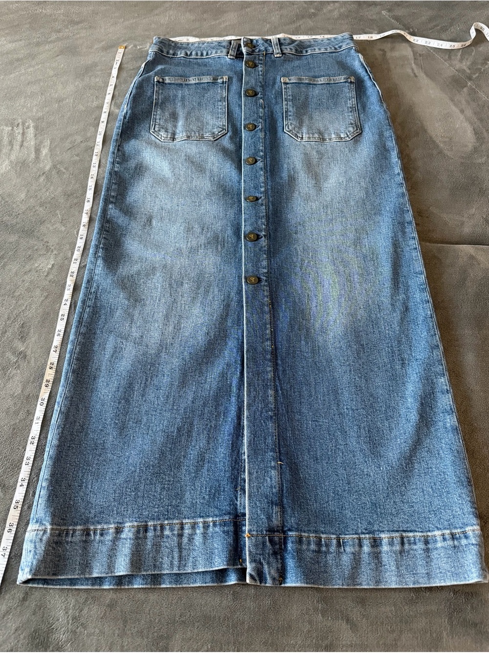 Anthropology Pilcro Button-Front Midi Denim Skirt in Blue - Picture 7 of 13